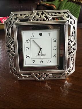 Brighton Tango Silver Ornate Square Clock
